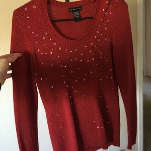 Red sweater with sequins